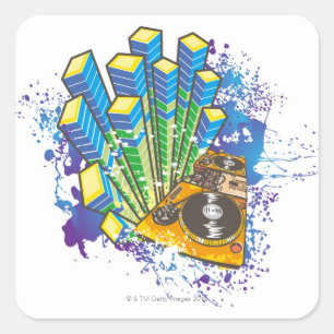 Pegatina Cuadrada Panel de control de DJ