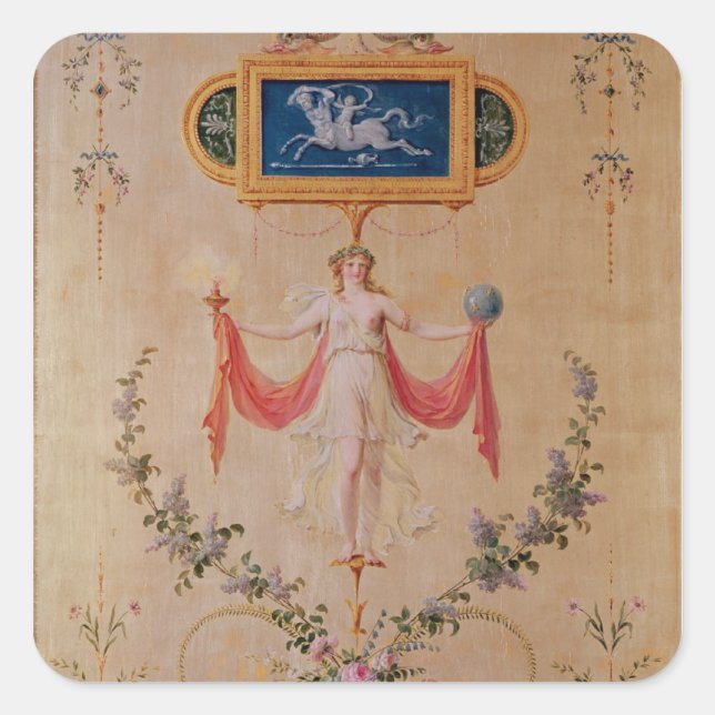 Pegatina Cuadrada Panel de la frontera de Marie-Antoinette (Anverso)