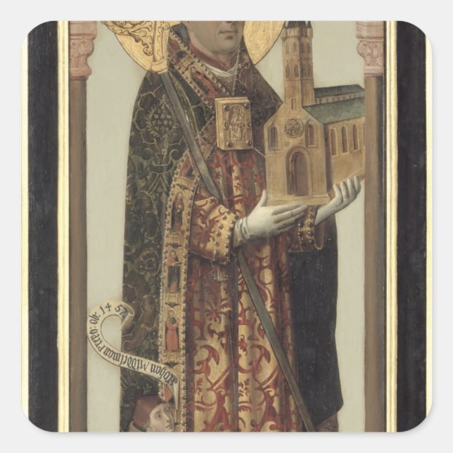 Pegatina Cuadrada Panel Votivo representando a St. Ansgar, 1457 (Anverso)