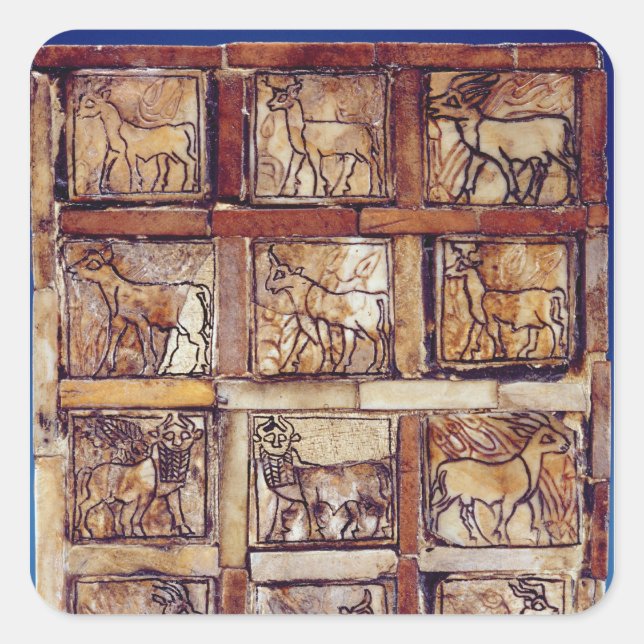 Pegatina Cuadrada Paneles de juegos, animales de campo y bosques (Anverso)