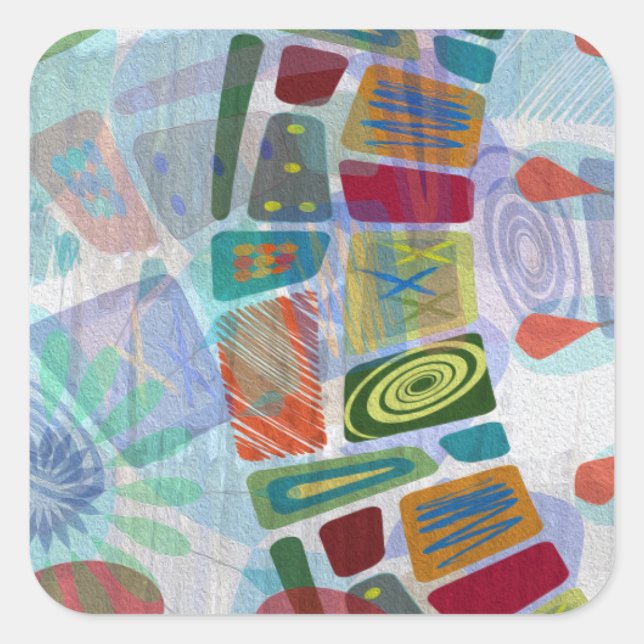 Pegatina Cuadrada Paneles de mitad de período III (Anverso)