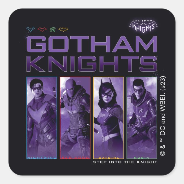 Pegatina Cuadrada Paneles Héroes de Gotham Knights (Anverso)