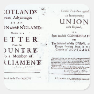 Pegatina Cuadrada Panfletos mostrando ambos lados