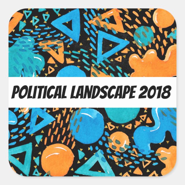 Pegatina Cuadrada Panorama político humorístico 2018 (Anverso)