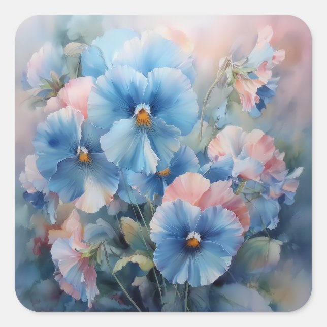 Pegatina Cuadrada Pansies (Anverso)