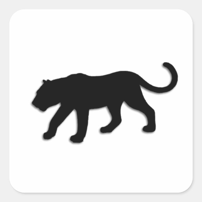 Pegatina Cuadrada Pantera negra en blanco (Anverso)
