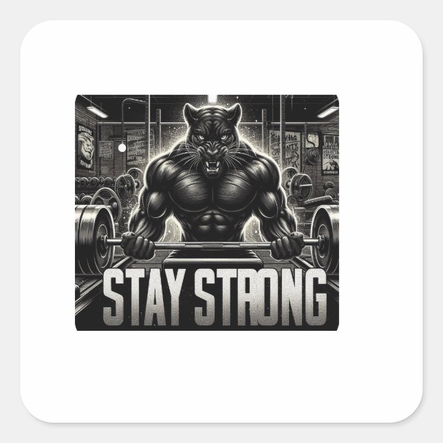 Pegatina Cuadrada Panther Gym (Anverso)