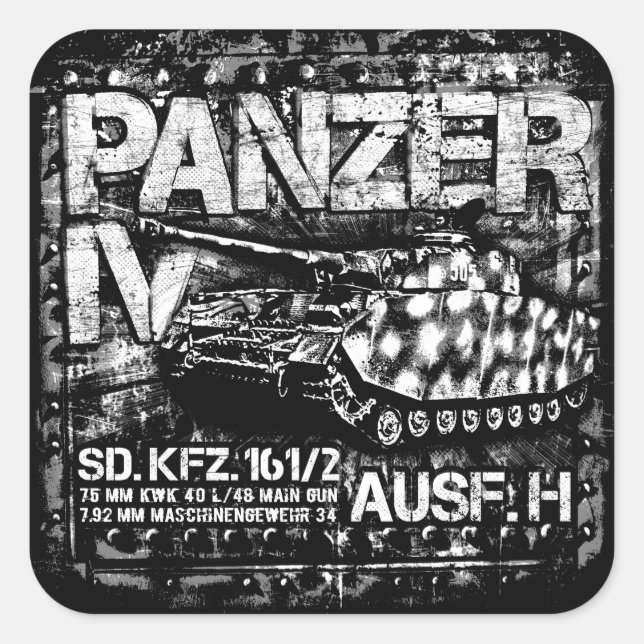 Pegatina Cuadrada Panzer IV (Anverso)