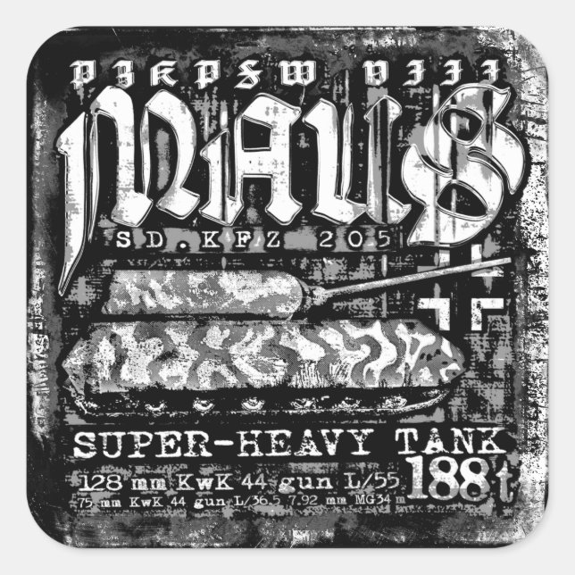 Pegatina Cuadrada Panzer VIII Maus (Anverso)
