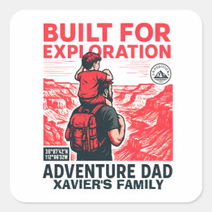 Pegatina Cuadrada Papá Aventurero – CONSTRUIDO PARA LA EXPLORACIÓN