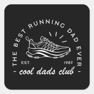 Pegatina Cuadrada Papá corre corriendo el club de corredores haciend