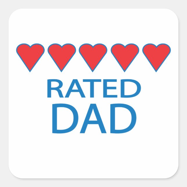 Pegatina Cuadrada Papá de cinco corazones (Anverso)