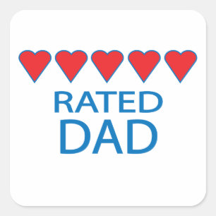 Pegatina Cuadrada Papá de cinco corazones