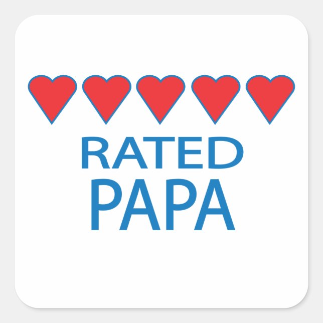 Pegatina Cuadrada Papa de cinco corazones (Anverso)