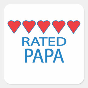 Pegatina Cuadrada Papa de cinco corazones