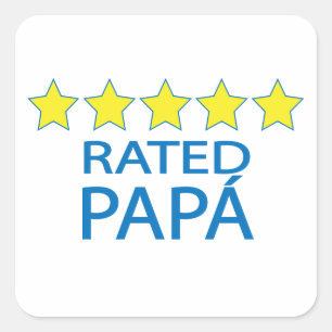 Pegatina Cuadrada Papá de cinco estrellas