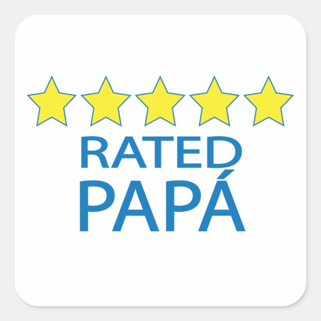 Pegatina Cuadrada Papá de cinco estrellas (Anverso)