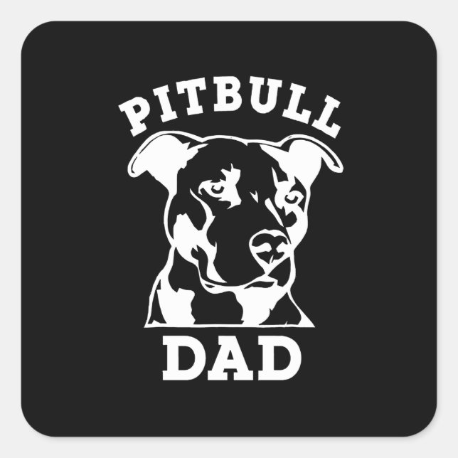 Pegatina Cuadrada Papá de Pitbull (Anverso)