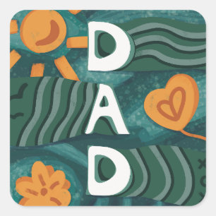 Pegatina Cuadrada Papá - Día Nacional de Apreciación de Papá Verde
