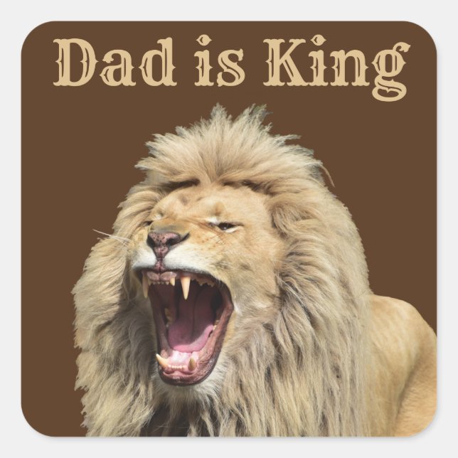 Pegatina Cuadrada Papá es el Fiesta del Día del Rey Padre (Anverso)