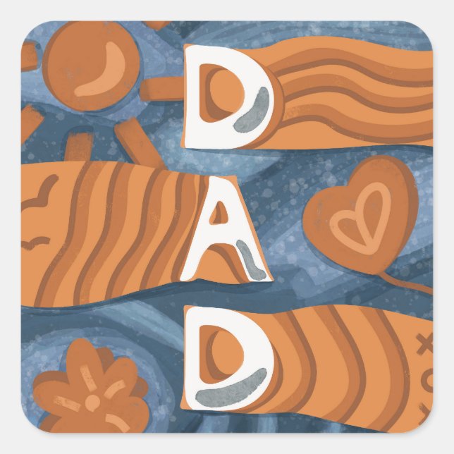 Pegatina Cuadrada Papá - Feliz Día del Padre (Anverso)