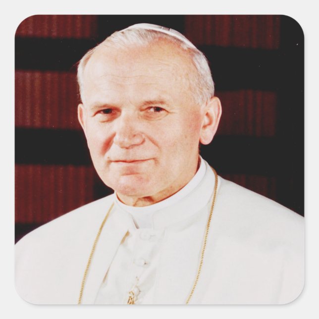 Pegatina Cuadrada Papa Juan Pablo II (Anverso)