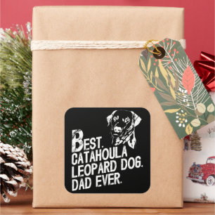 Pegatina Cuadrada Papá leopardo de Catahoula, cosecha de dueños de p