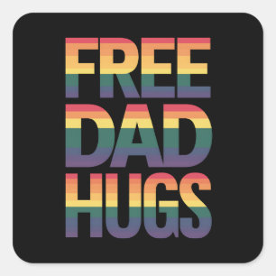 Pegatina Cuadrada Papá libre abraza al orgullo gay LGBTQ
