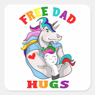 Pegatina Cuadrada Papá libre abraza el orgullo gay LGBT
