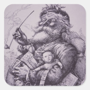 Pegatina Cuadrada Papá Noel
