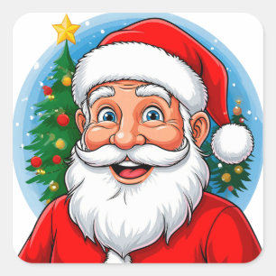 Pegatina Cuadrada Papá Noel alegre