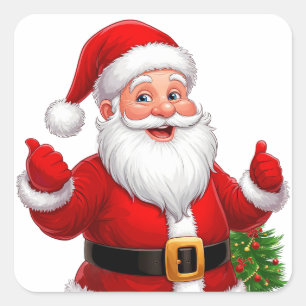 Pegatina Cuadrada Papá Noel alegre