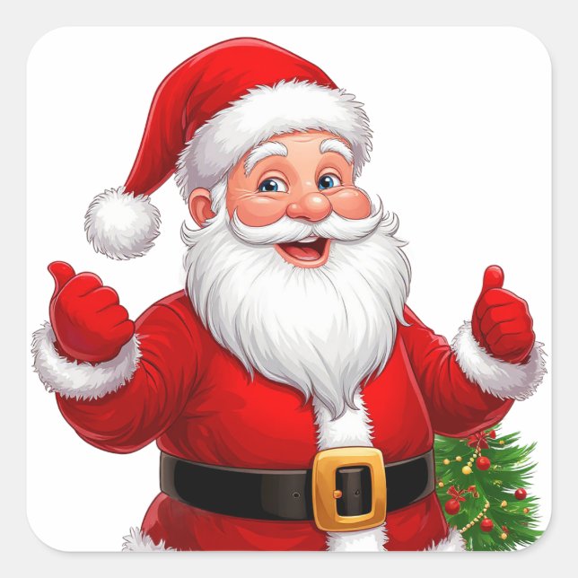 Pegatina Cuadrada Papá Noel alegre (Anverso)