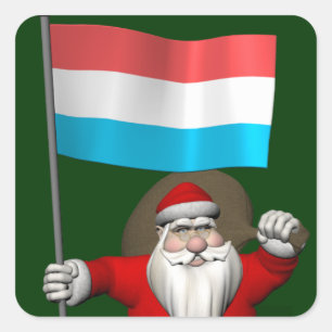 Pegatina Cuadrada Papá Noel con insignia de Luxemburgo