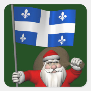 Pegatina Cuadrada Papá Noel con insignia de Québec CDN