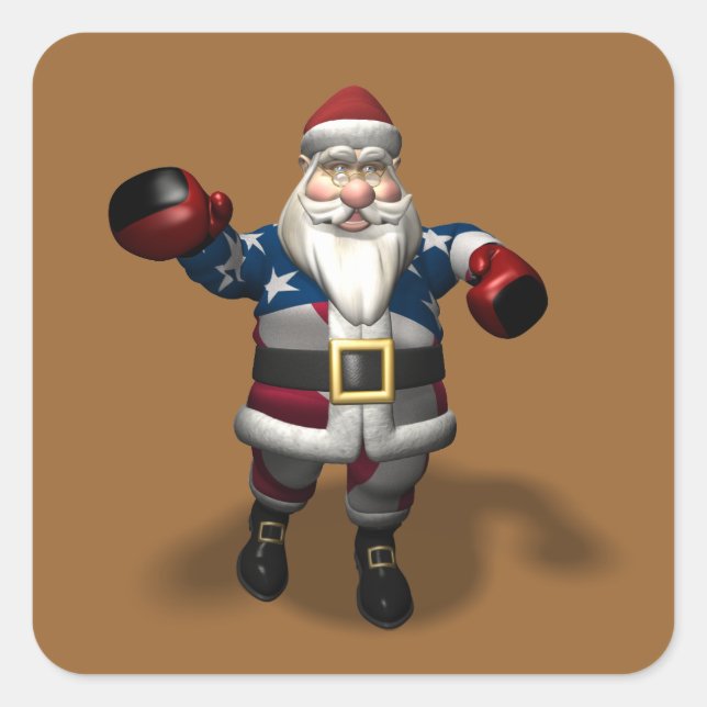 Pegatina Cuadrada Papá Noel en el día del boxeo (Anverso)