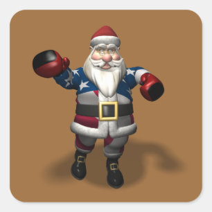 Pegatina Cuadrada Papá Noel en el día del boxeo