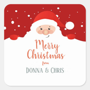 Pegatina Cuadrada Papá Noel - Feliz Navidad - Personalizado