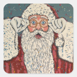 Pegatina Cuadrada Papá Noel Sorprendido
