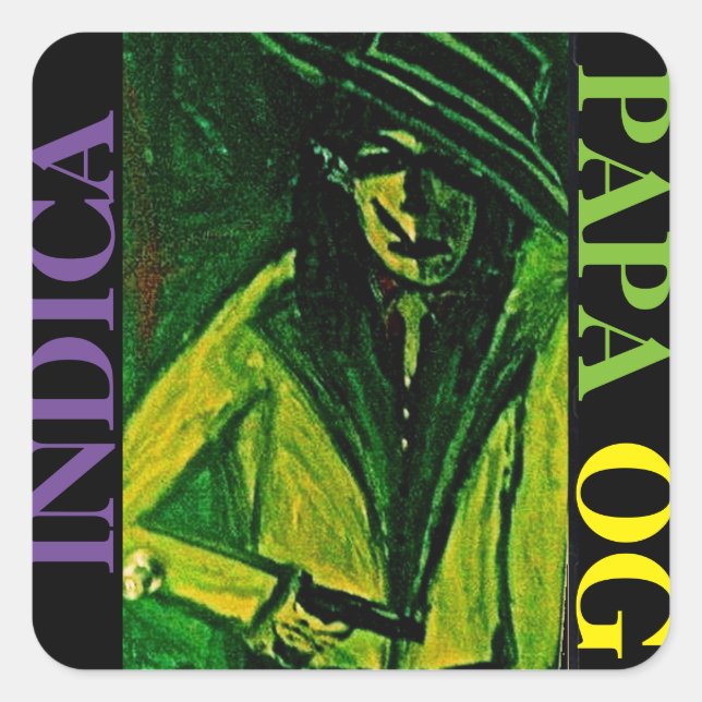 PEGATINA CUADRADA PAPA OG INDICA (Anverso)