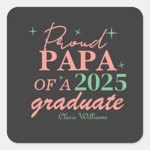 Pegatina Cuadrada Papa orgulloso de un graduado