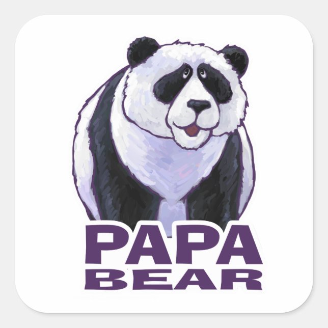 Pegatina Cuadrada Papa Panda Bear (Anverso)