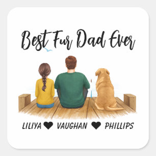 Pegatina Cuadrada Papá Perro Personalizado Mejor Papá Perro de Tod