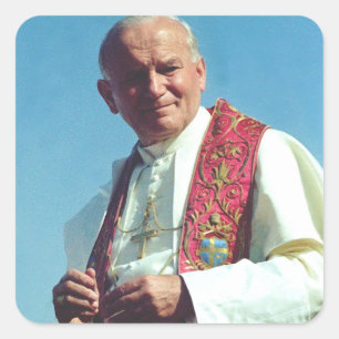 Pegatina Cuadrada Papa polaco Juan Pablo II