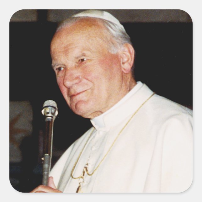 Pegatina Cuadrada Papa San Juan Pablo II (Anverso)