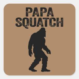 Pegatina Cuadrada Papa Squatch Funny Bigfoot - Regalo del Día del Pa