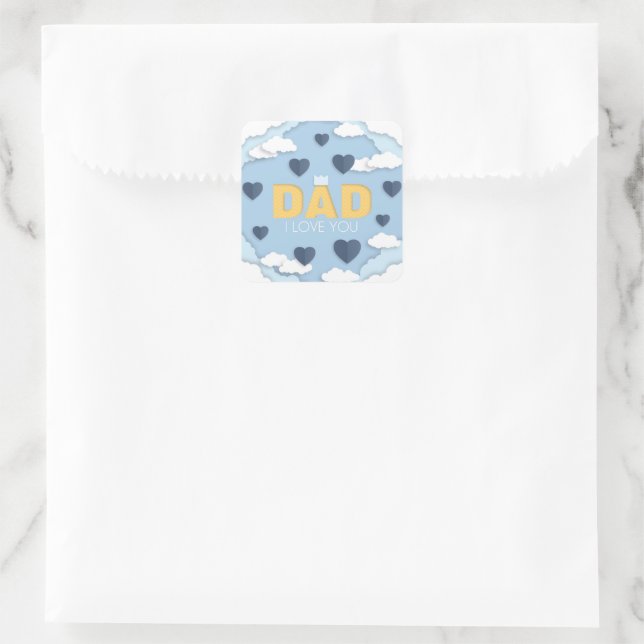 Pegatina Cuadrada Papá te amo, el día del padre (Bolso)