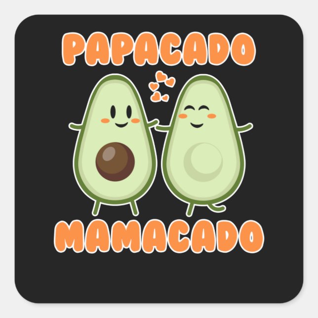Pegatina Cuadrada Papacado mamacado hacer Familycado (Anverso)