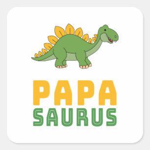 Pegatina Cuadrada Papasaurus Dinosaur Estegosaurio Día del Padre