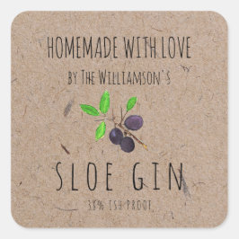 Pegatina Cuadrada Papel casero de Love Sloe Gin Kraft